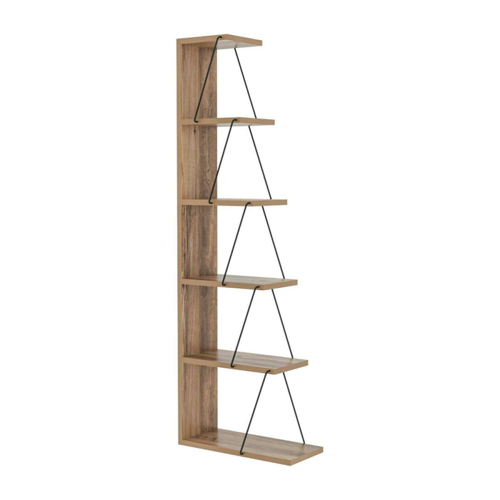 Libreria Dpallanc, Scaffale da ufficio, Mobile portalibri, Biblioteca, 50x22h150 cm, Quercia e Nero