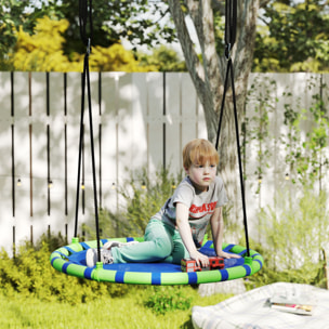 Columpio para Niños Redondo Columpio Jardín Exterior Ajustable Columpio Infantil Impermeable Carga 150 kg Ø100x180 cm Azul y Verde