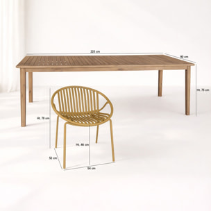 Ensemble de jardin table en bois d'acacia et 8 fauteuils ocre CALYPSO