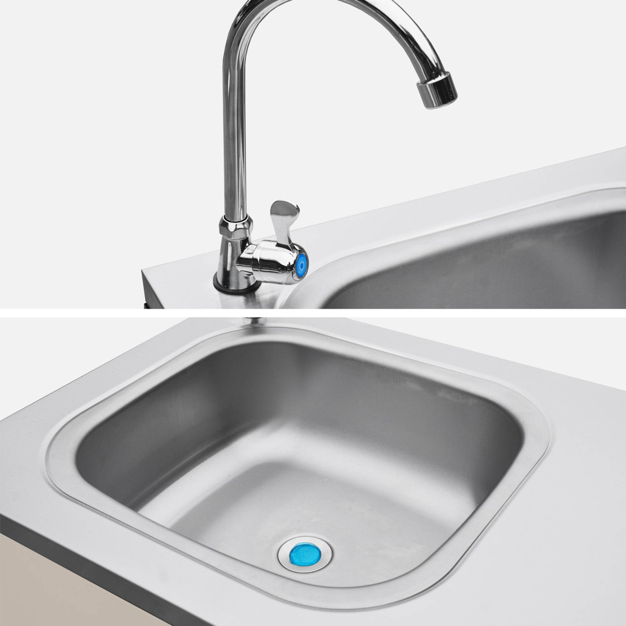 Cuisine d'extérieure en acier beige avec évier L120cm