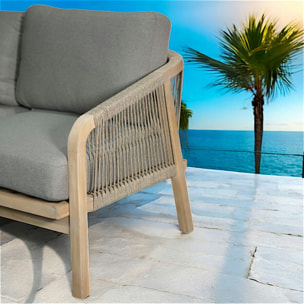 Salon de jardin en bois d'acacia (1 canapé - 2 fauteuils - 1 table basse) IBIZA