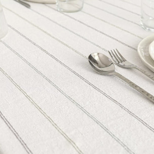 Nappe pur coton lavé motif jacquard blanc vert Rimini verde