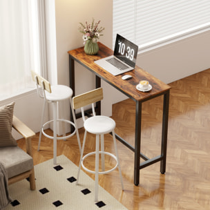 Juego de 2 Taburetes de Bar, Taburetes Altos de Cocina con Respaldo y Reposapiés, Tapizados de PU, Asiento de 75,5 cm de Altura, Fácil Montaje, Estilo Industrial, Natural y Blanco