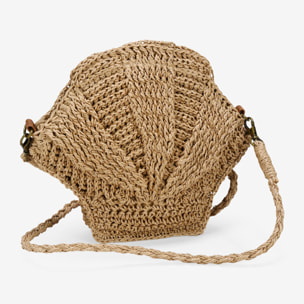 Bolso bandolera concha marrón en rafia