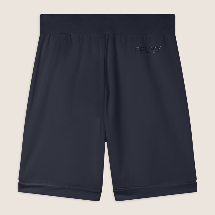 Pantaloni corti con Risvolto e Logo Strass