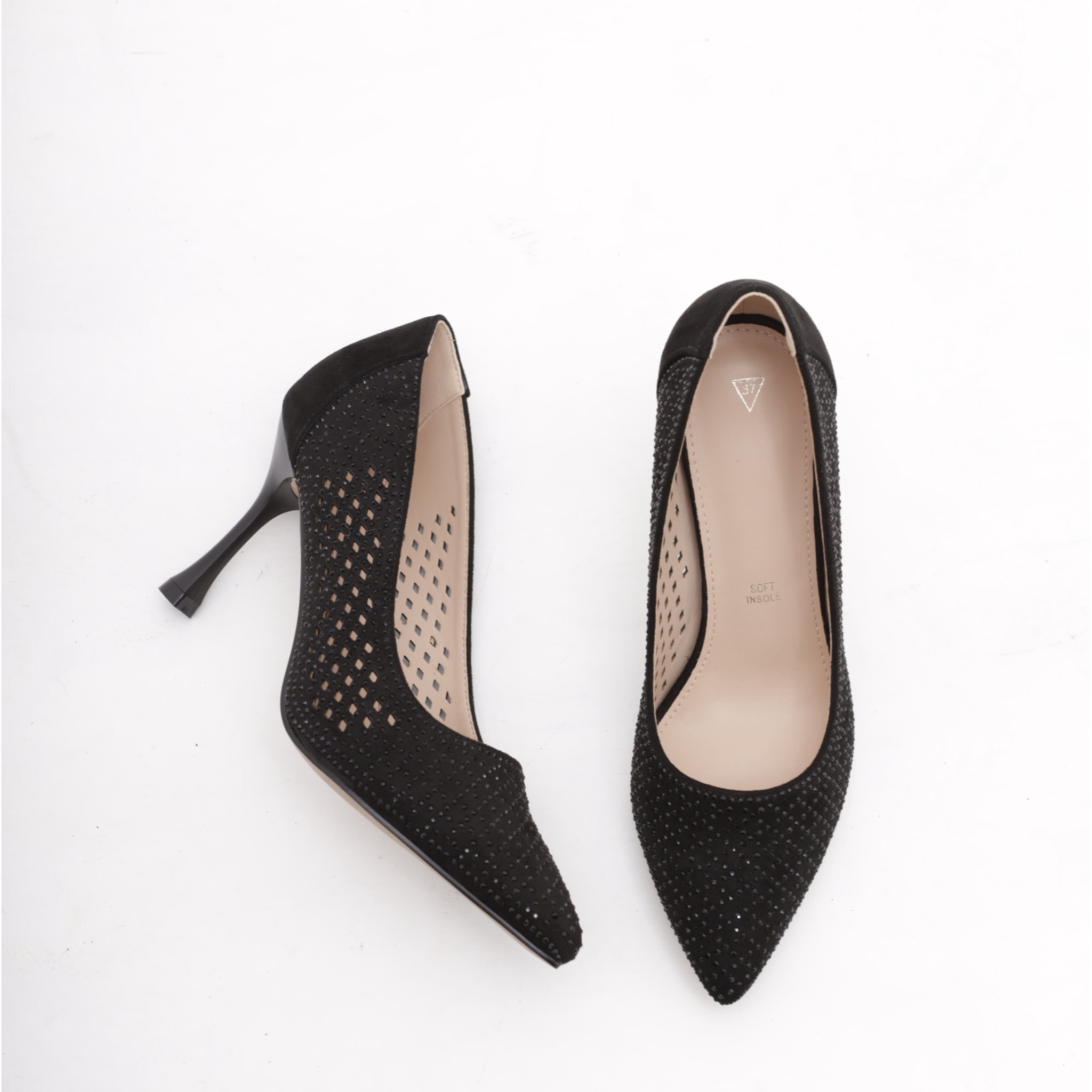 DECOLLETE' FORATA STRASS NERO