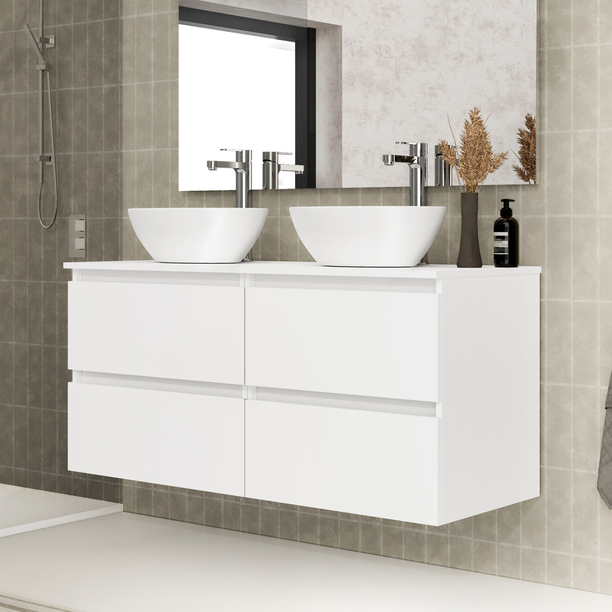 Conjunto de baño LILY SE, Alday, 140cm, Blanco Mate