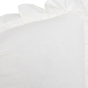 Coussin Fleur de rose 50x30cm blanc