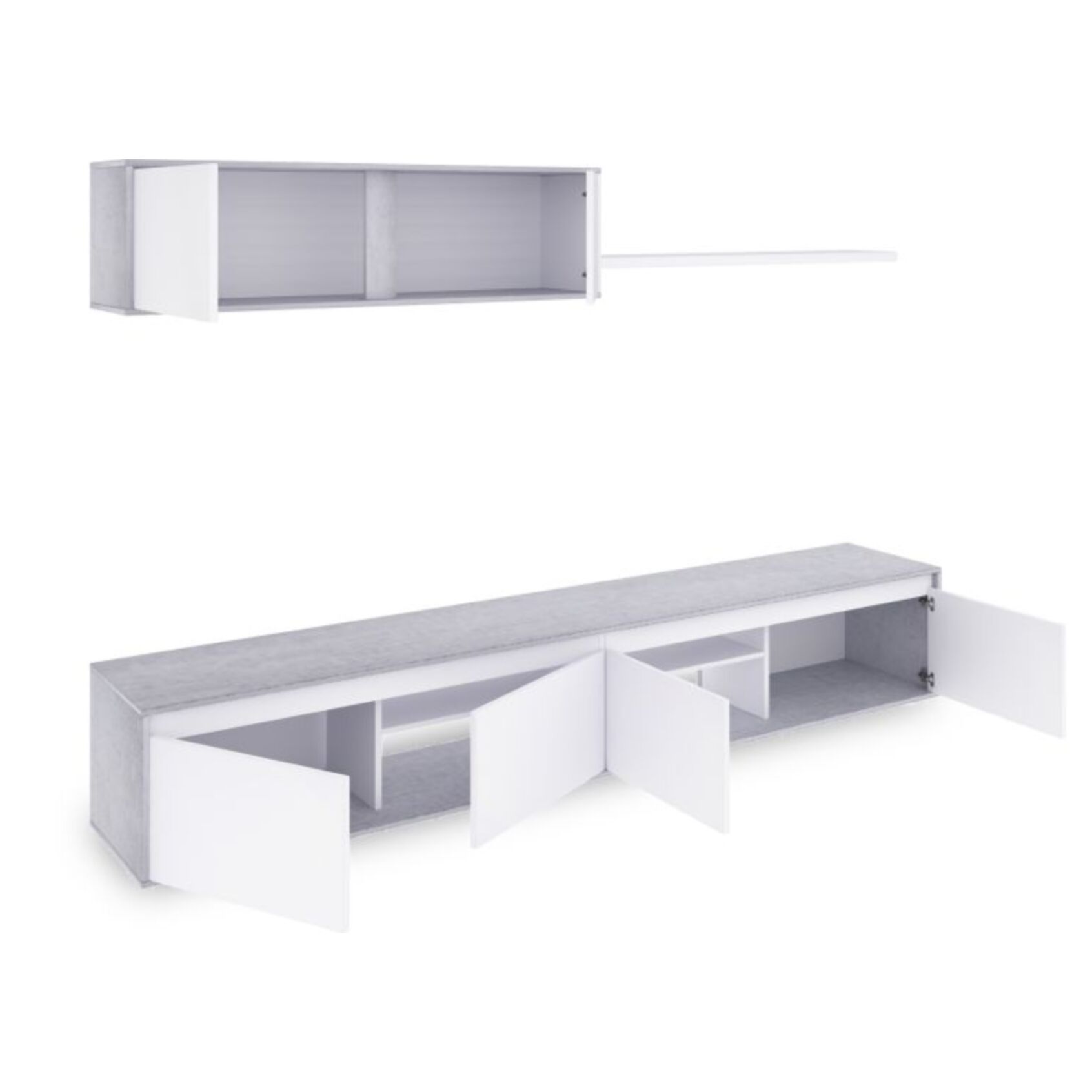 Salón Arlet Blanco Artik (Blanco Mate) - Gris Cemento