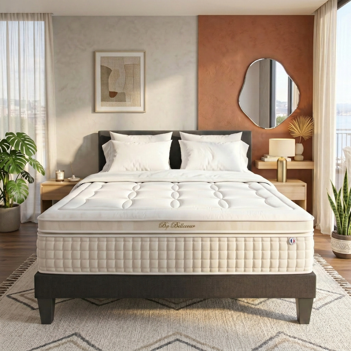 Ensemble Matelas Empereur & Sommier KIT15, 33 cm Mémoire de Forme et Gel Thermorégulateur, technologie Tri-Lattes, Soutien Ferme