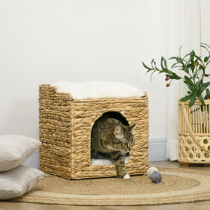 Panier chat lit chat cosy grand confort dim. Ø 37 x 41H cm coussins doux inclus jacinthe d'eau
