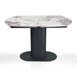 Table à manger extensible Tomasucci FYRM, en céramique, marbre onyx, gris, 120/160/200 × 89 × 76 cm