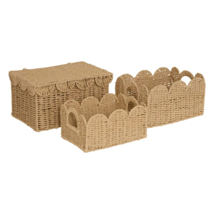 Lot de 3 cagettes Cyrielle rectangulaire beige