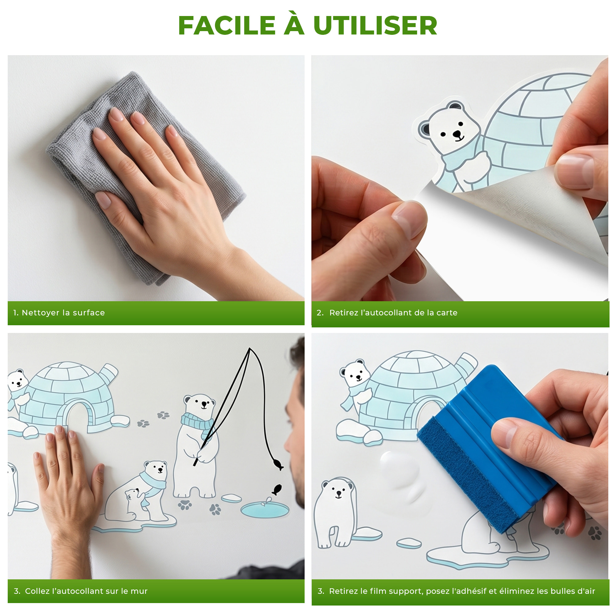 Stickers Muraux décoration adhésifs ours