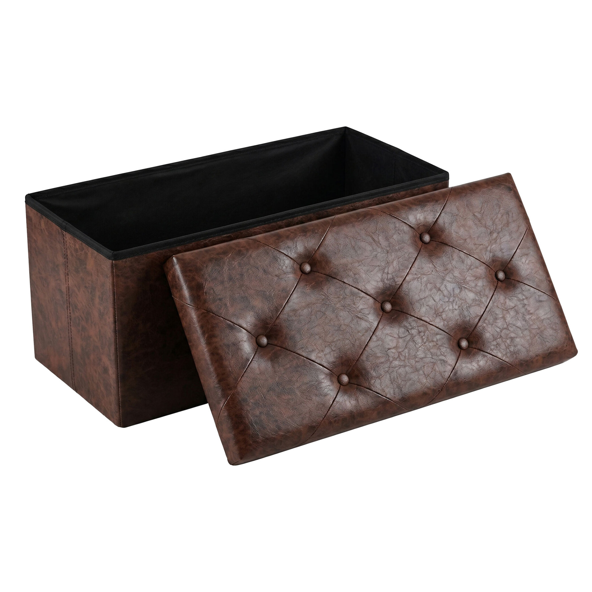 Nemora Saddle 75 - Cassapanca Ottomana 76,2x38,1x38,1 cm Pouf Contenitore Poggiapiedi in Similpelle Marrone