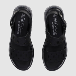 Sandalias de Piel - Negro - Tacón: 3 cm