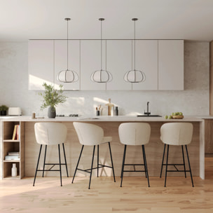 Lot de 2 chaises pour îlot central 66 cm en tissu bouclé beige - Groom