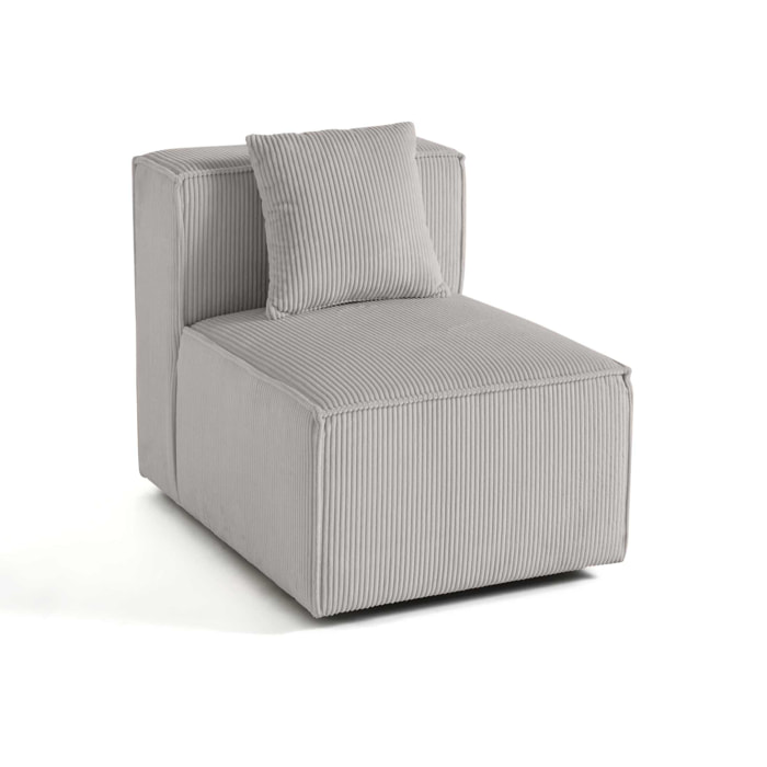 Arty - module d'assise sans accoudoirs - en velours côtelé - Gris clair