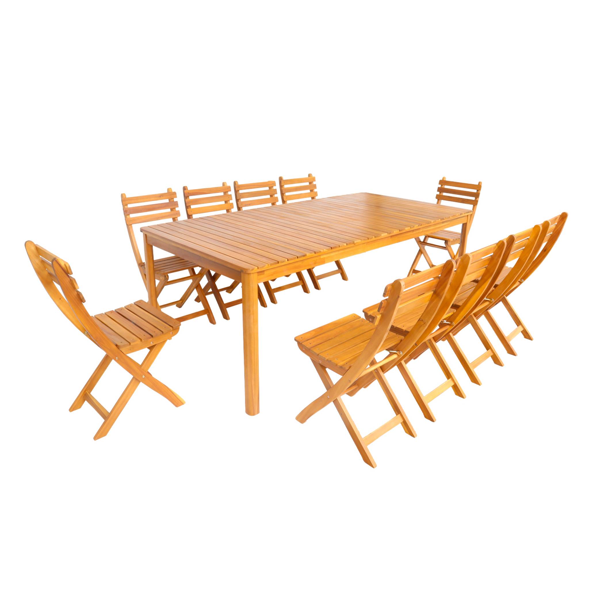 Table de jardin bois d'acacia + 10 assises CALENA + SENORA
