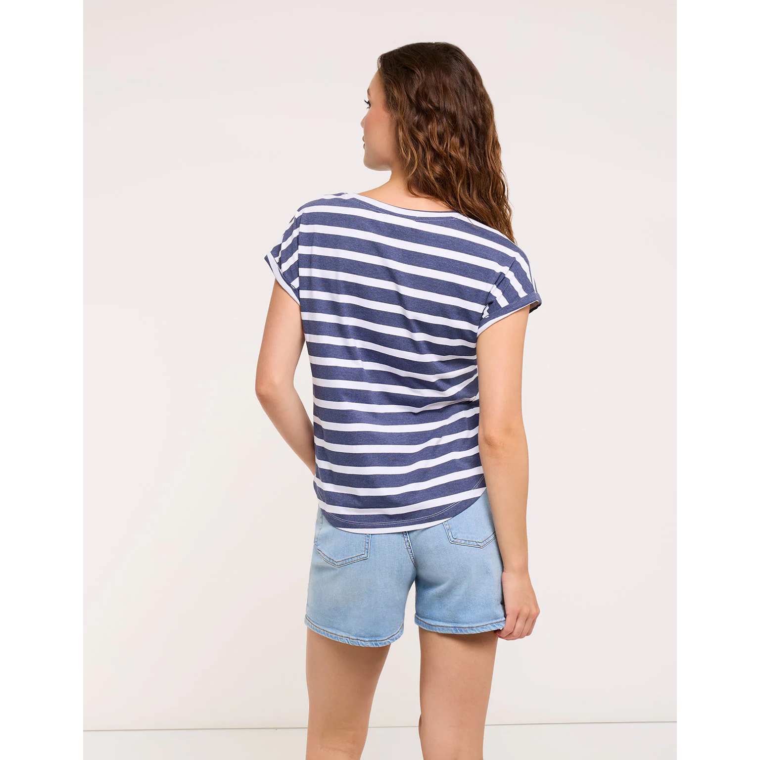 Camiseta Manga Corta de Rayas Azul Marino - Madonna