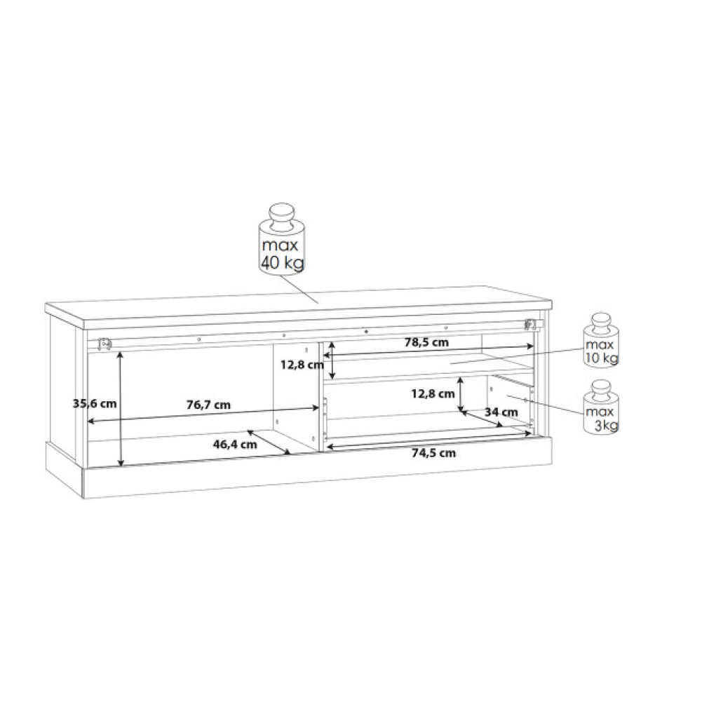 Meuble TV en bois effet chêne & noir L163cm - FACTORY