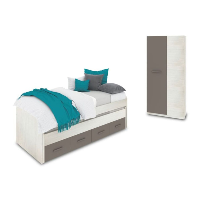 Dormitorio juvenil Axim Plus Blanco Alpes - Basalto