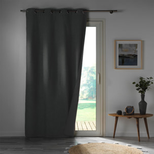 Rideau 100% occultant en microfibre - Gris anthracite