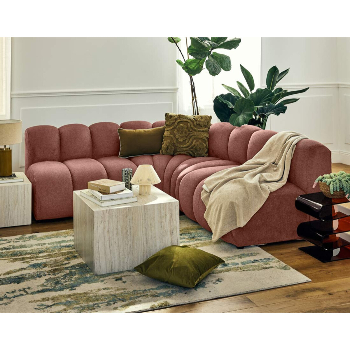 Debbie - module d'assise en tissu texturé - Rose