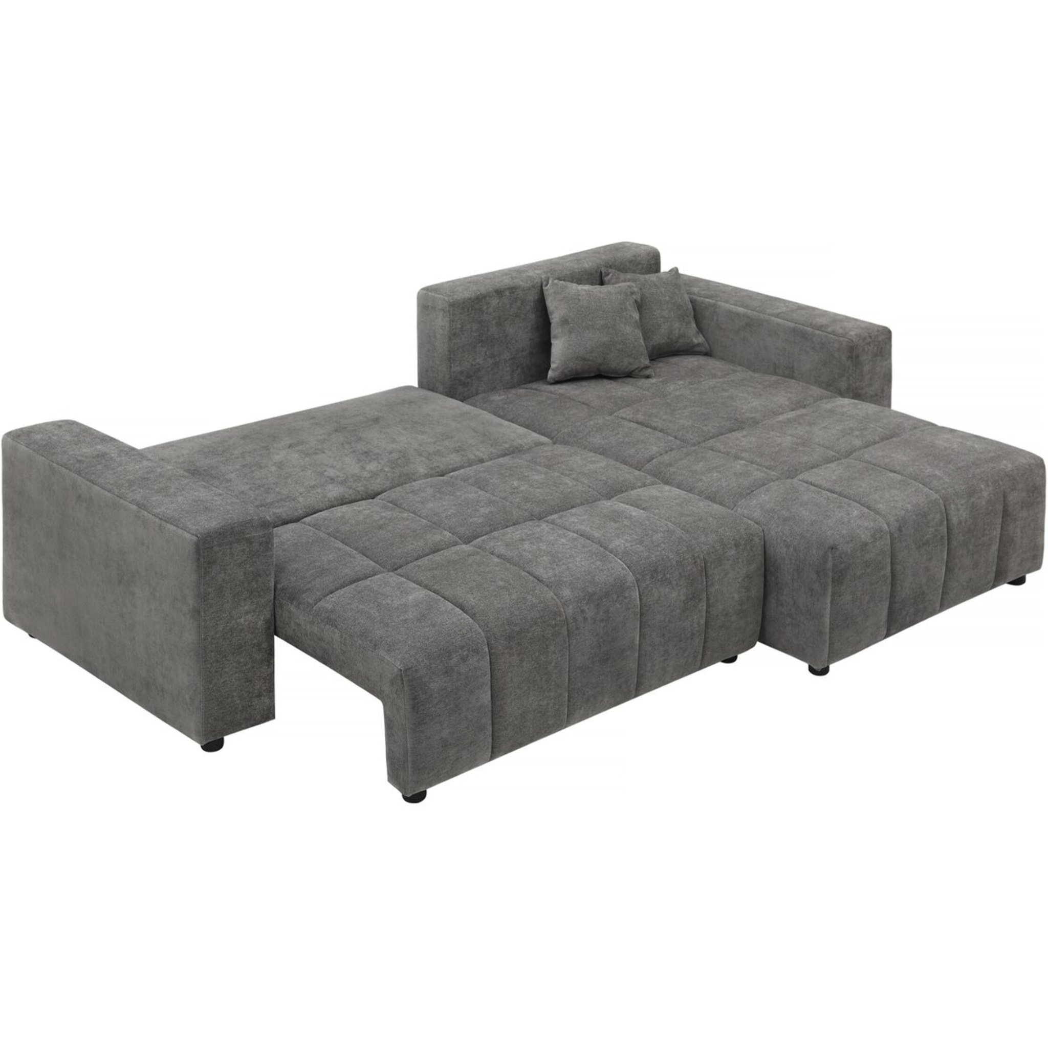 Canapé d'angle réversible/convertible en tissu - "George" - 4 places - Gris