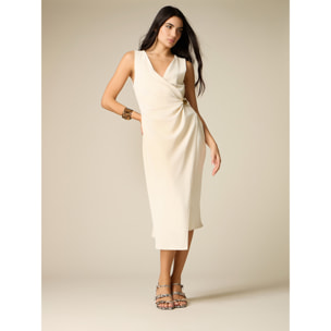 Oltre - Vestido midi cruzado - Blanco