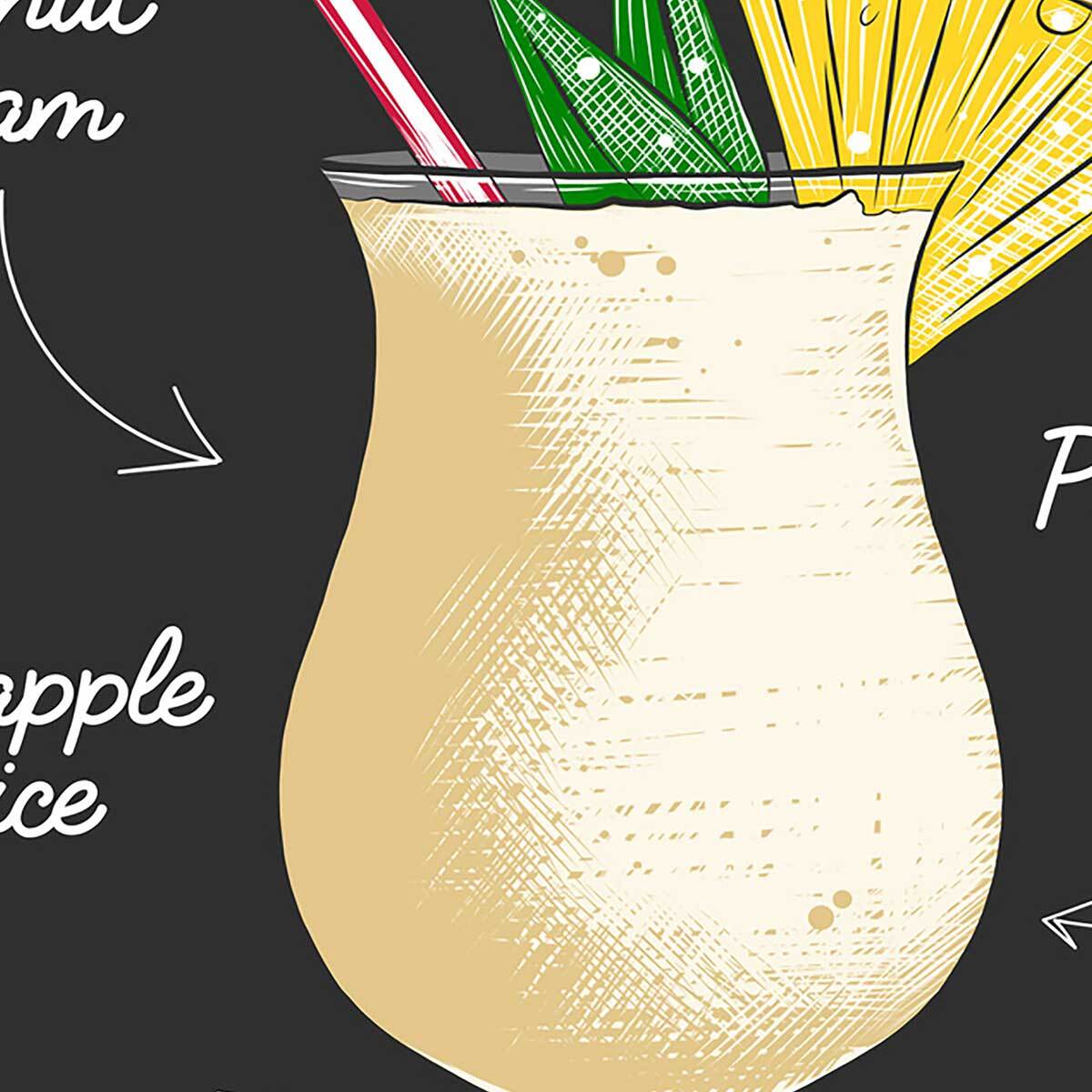 Affiche encadrée cocktail Piña Colada Affiche + cadre en métal - Noir