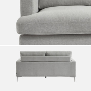 Canapé 3 places en tissu gris clair L 173 x P 90 x H 89cm - Hans