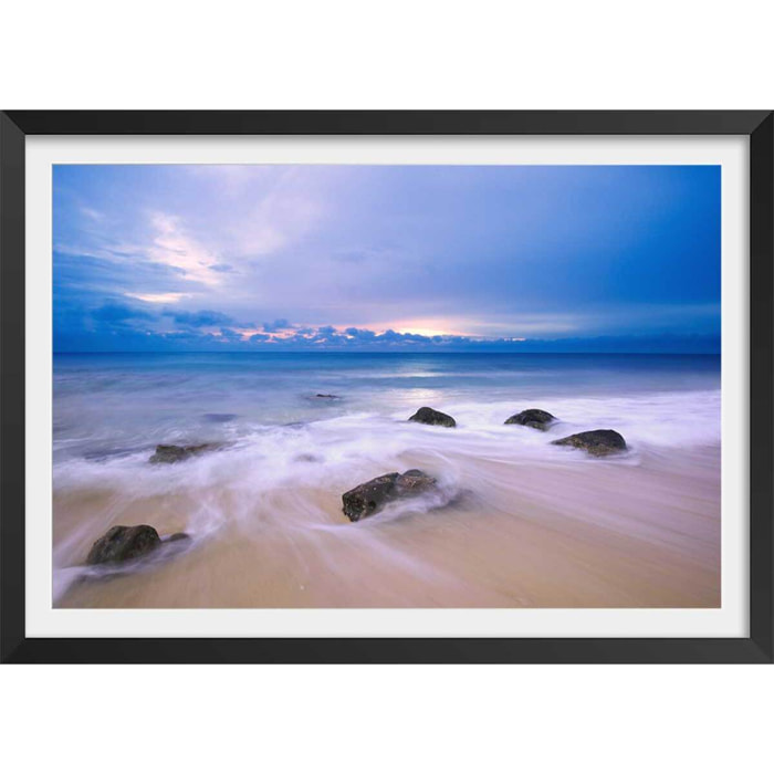 Affiche levée de soleil sur pulau wehe Affiche + cadre en bois - Noir