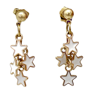 Pendiente cascada de esrtellas en blanco dorado