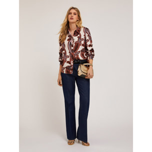 Motivi - Camisa de viscosa con estampado fular - Marrón