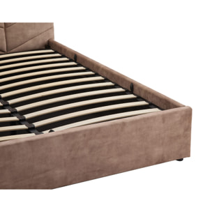 Peonis - lit coffre - 160x200 cm - en velours - sommier inclus - Taupe