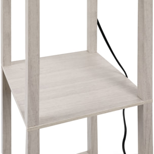 Lámpara de Pie de Madera con 3 Estantes de Almacenaje para Bombilla E27 Potencia Máx. 40W Lámpara Moderna para Salón Dormitorio 26x26x160 cm Roble y Blanco