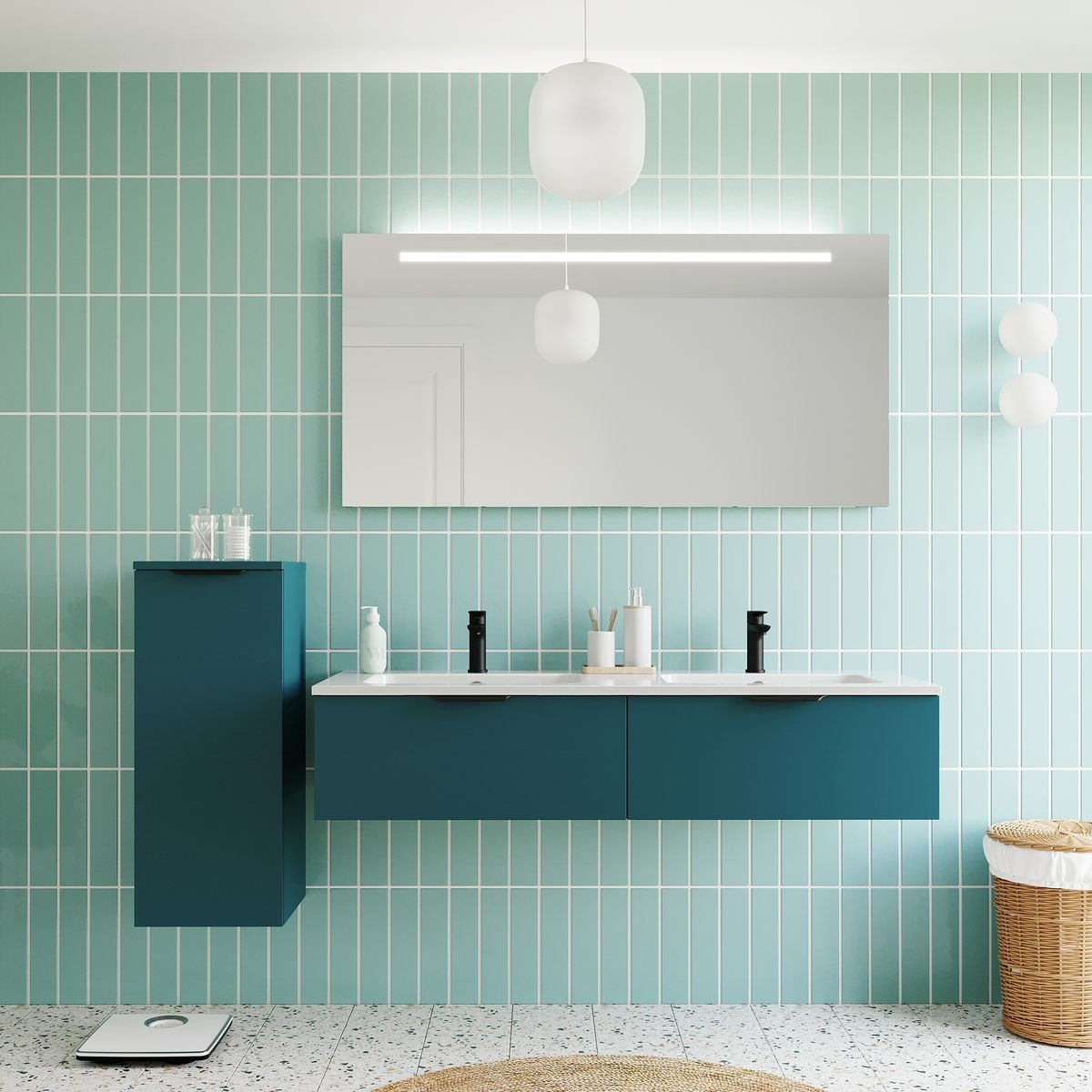 Meuble salle de bain double vasque 2 tiroirs - SOHO