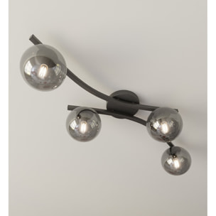 Lampada a sospensione Opus in acciaio nero e vetro grafite