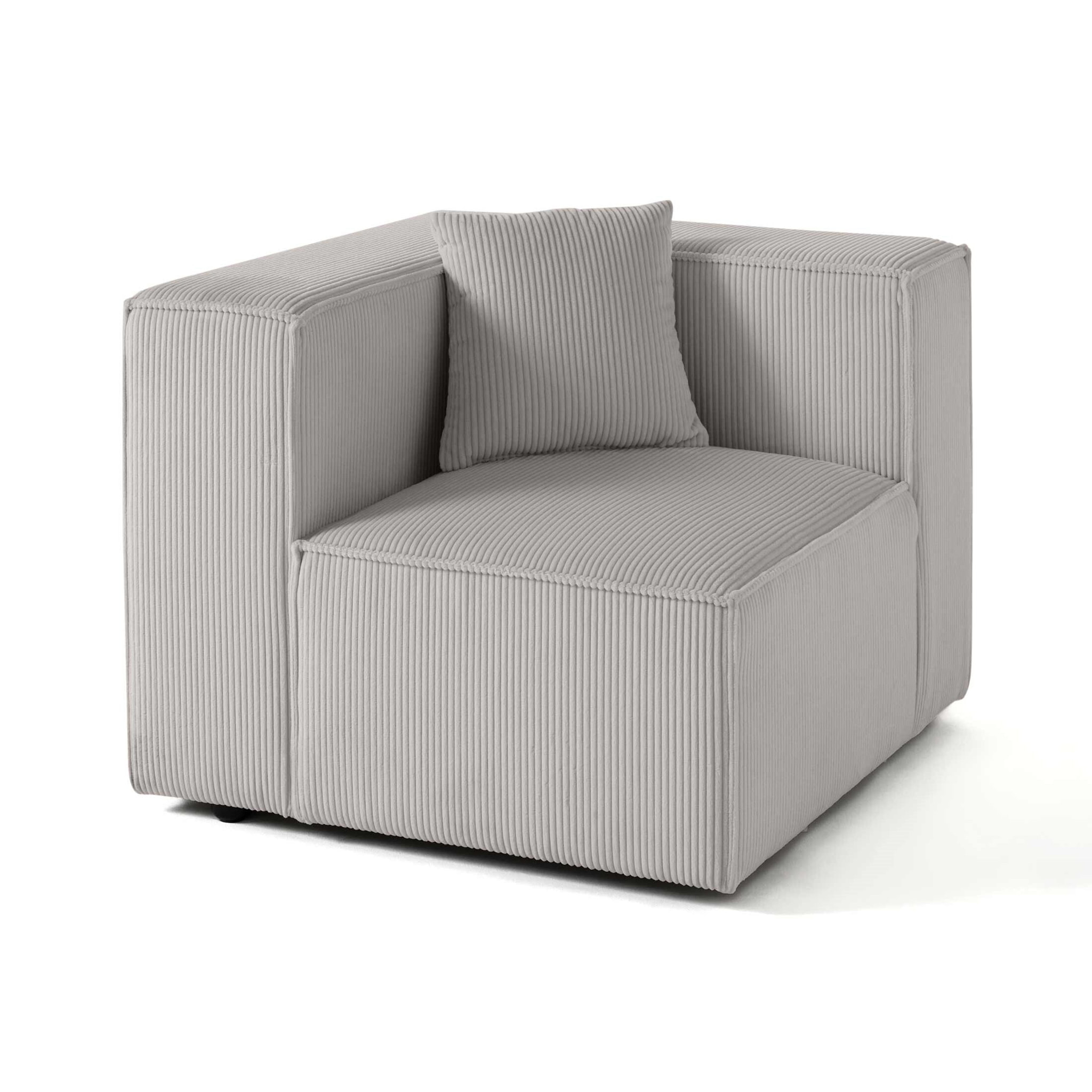 Arty - module d'assise gauche - en velours côtelé - Gris clair