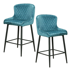 Chaise de bar velours bleu (lot de 2) ARLINGTON