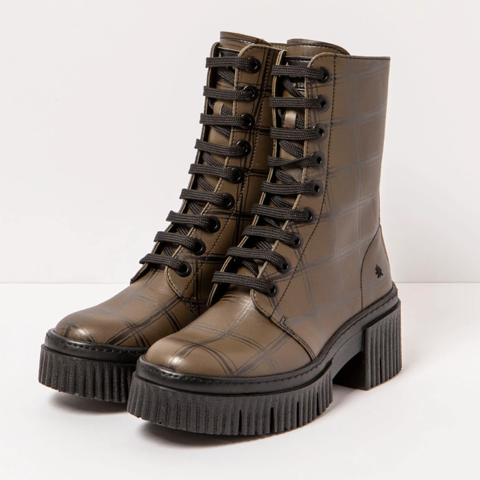 Botines con tacón 1375F FANTASY KAKI TARTAN/YORK color Kaki tartan