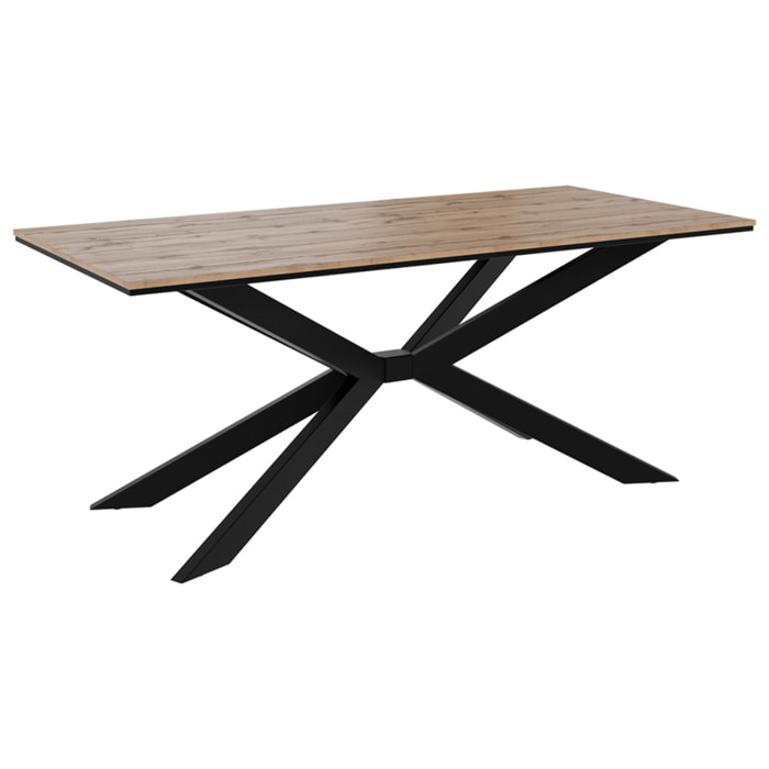 Casey - table à manger - plateau effet bois - pieds en métal - 4 à 8 personnes - Bois / Noir