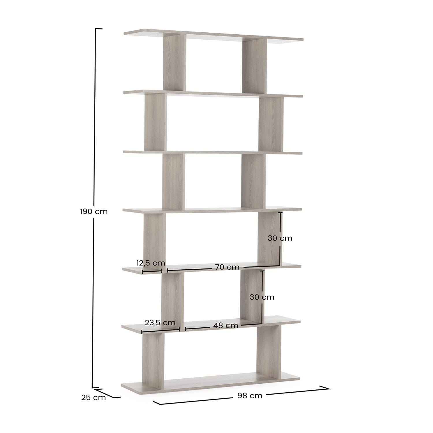 Estantería Osaka 6 huecos efecto Roble