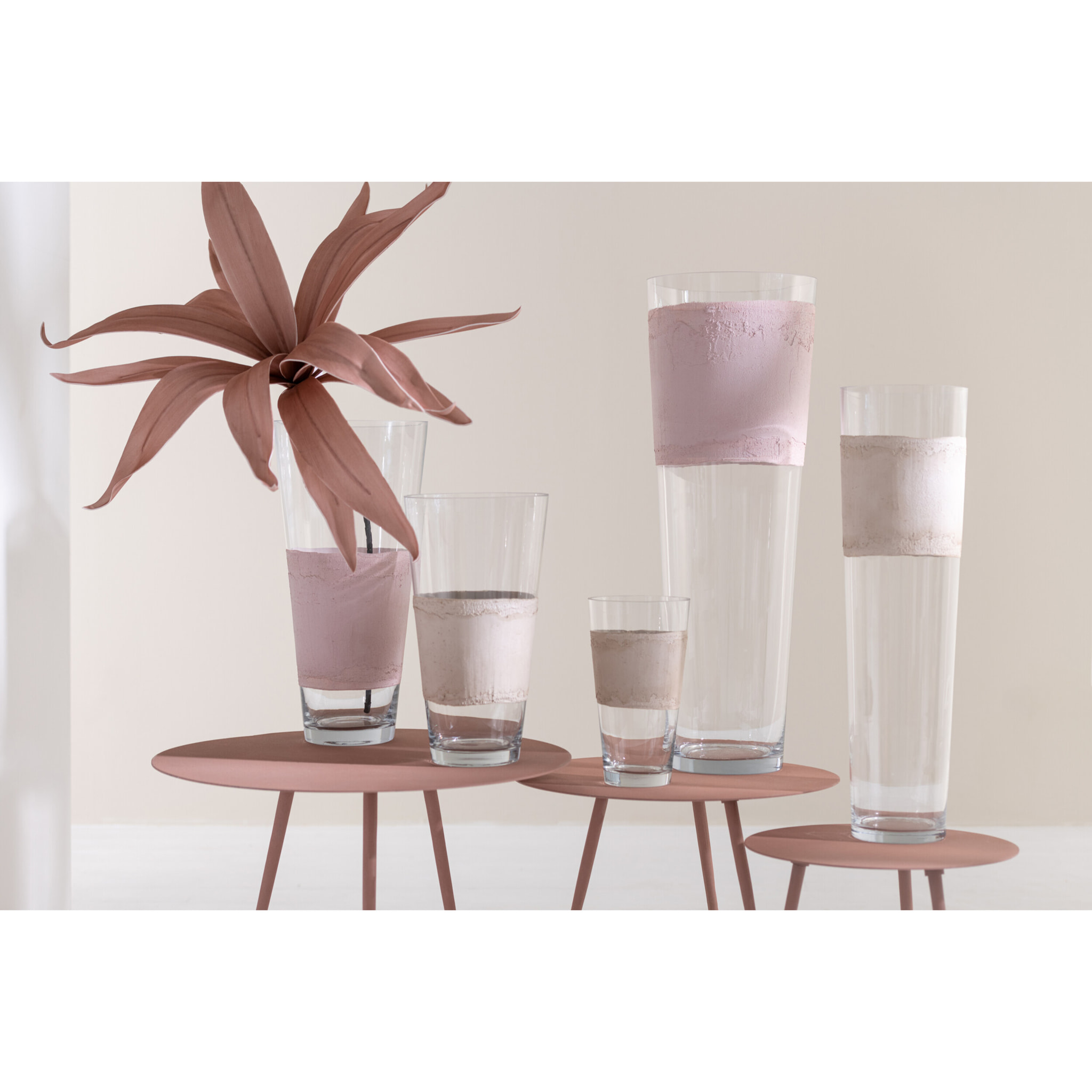 J-Line Vase Delph Verre Transparent/Rose Clair Extralarge