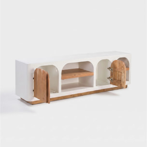 Meuble TV en plâtre blanc cassé 180 cm - Fira