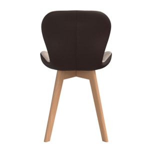 Chaises Gladys en tissu et pieds bois - Taupe /  Marron