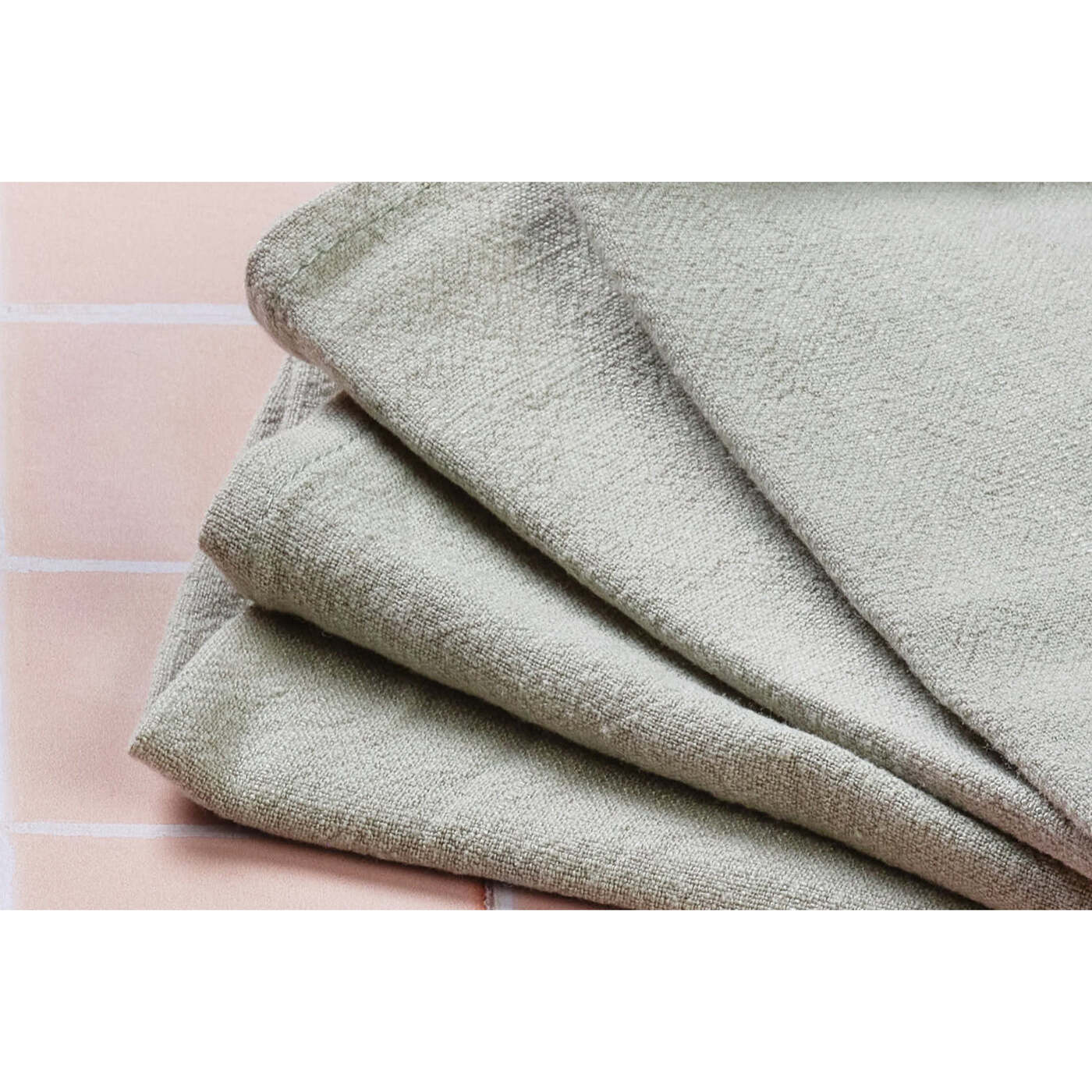 Serviette de table - 6 pièces - Lin et coton vert pâle
