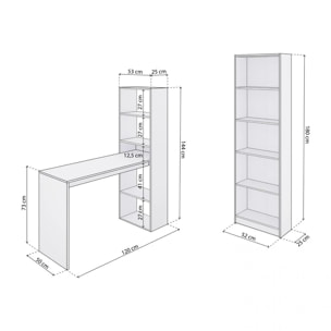 Pack de escritorio y estantería de 5 baldas en blanco artik Cosmic Plus Blanco Artik (Blanco Mate)