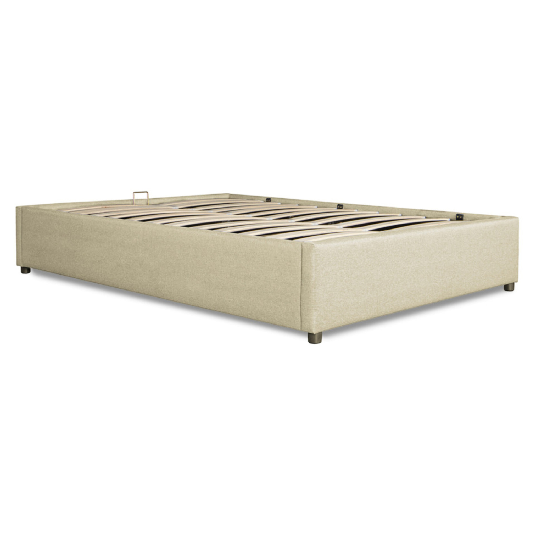 Lit coffre Otto en tissu beige avec sommier 140x190cm